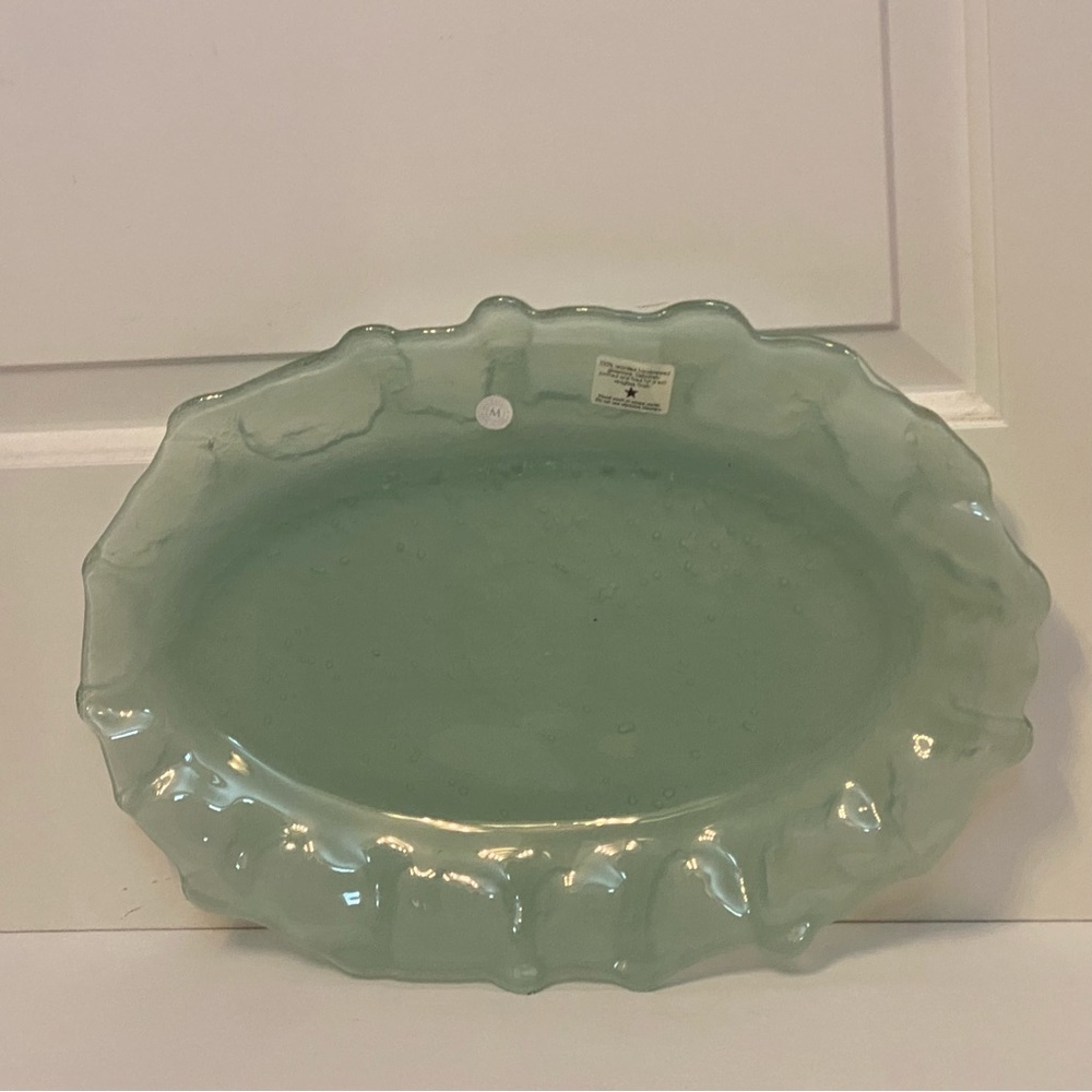 NEW MARIPOSA SEA GLASS OVAL PLATTER NWT HANDCRAFTED HOME DINING SERVEWARE